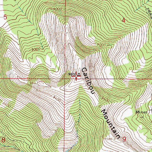 Topographic Map of Caribou Mountain, ID