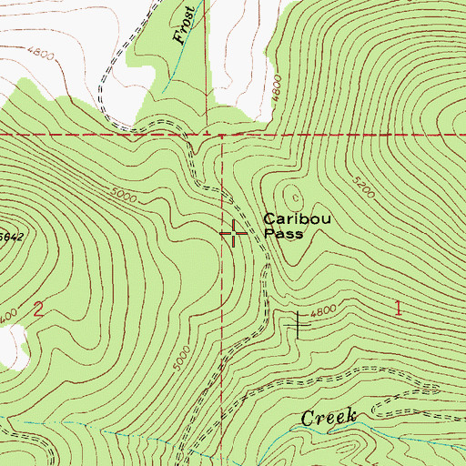 Topographic Map of Caribou Pass, ID
