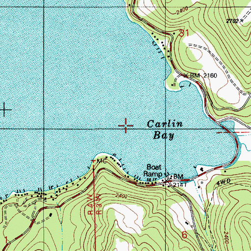 Topographic Map of Carlin Bay, ID
