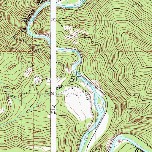 Topographic Map of Carlin Creek, ID