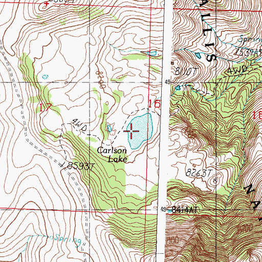 Topographic Map of Carlson Lake, ID