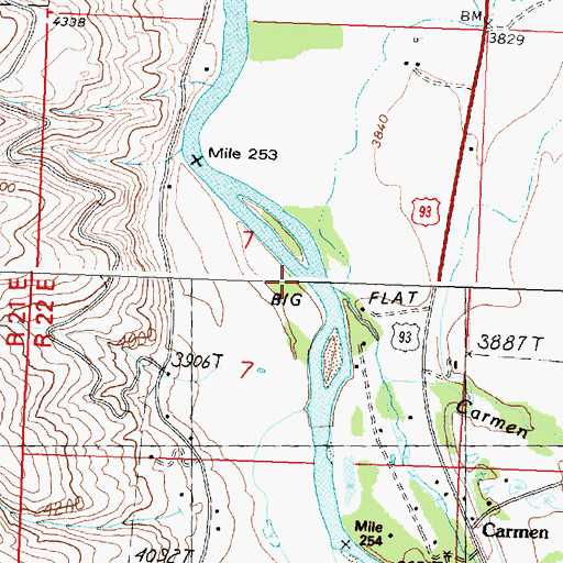 Topographic Map of Carmen Creek, ID