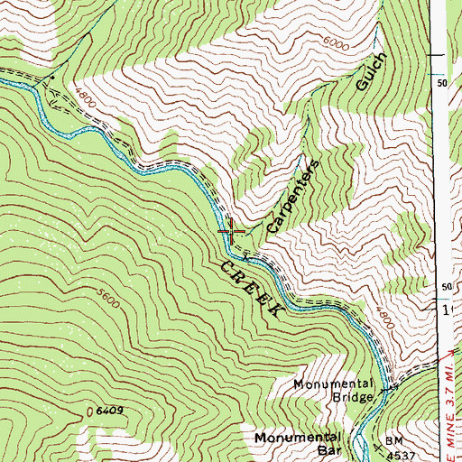 Topographic Map of Carpenters Gulch, ID