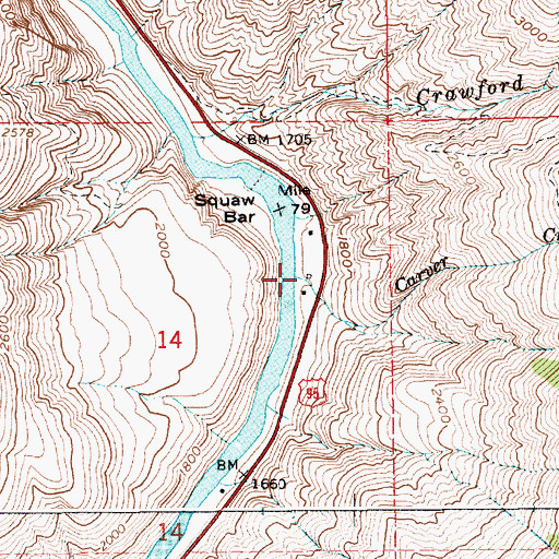 Topographic Map of Carver Creek, ID