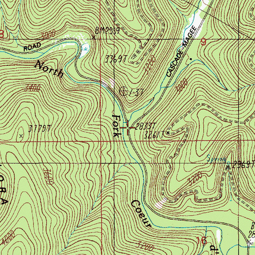 Topographic Map of Cascade Creek, ID