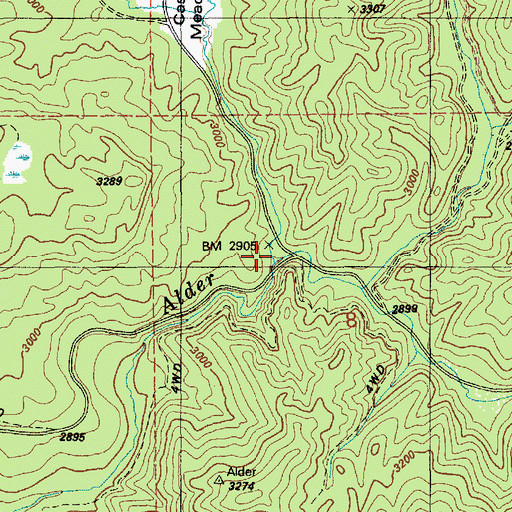 Topographic Map of Casey Creek, ID
