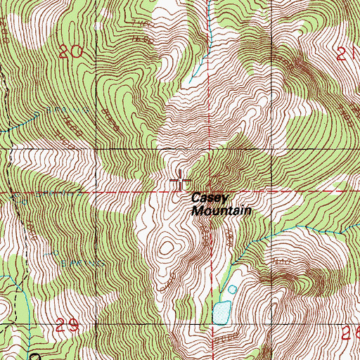 Topographic Map of Casey Mountain, ID