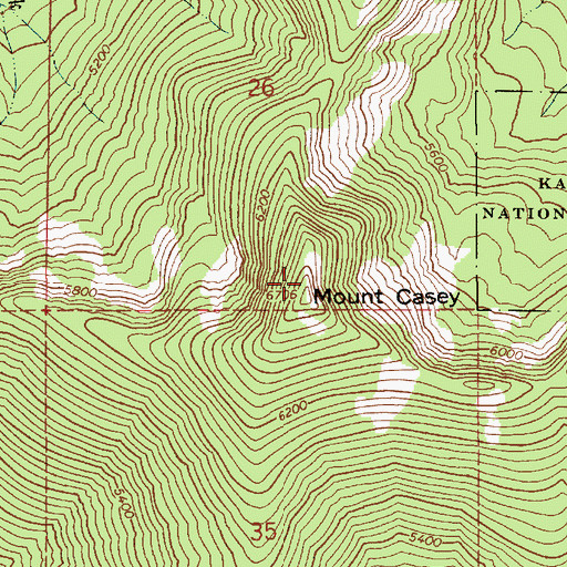 Topographic Map of Mount Casey, ID