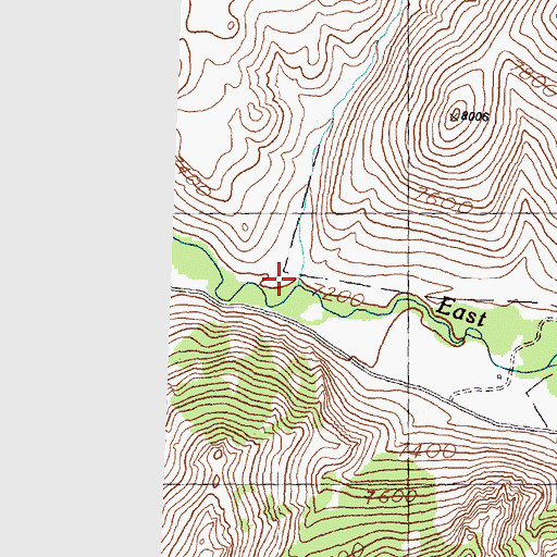 Topographic Map of Castle Creek, ID