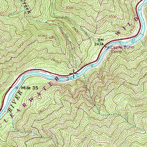 Topographic Map of Castle Creek, ID