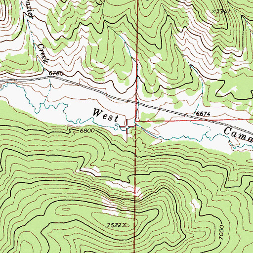 Topographic Map of Castle Creek, ID