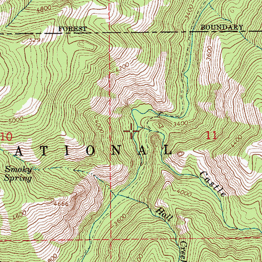 Topographic Map of Castle Creek, ID