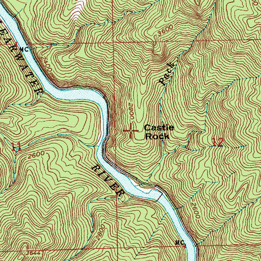 Topographic Map of Castle Rock, ID