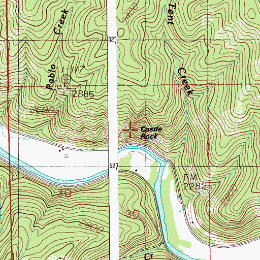 Topographic Map of Castle Rock, ID
