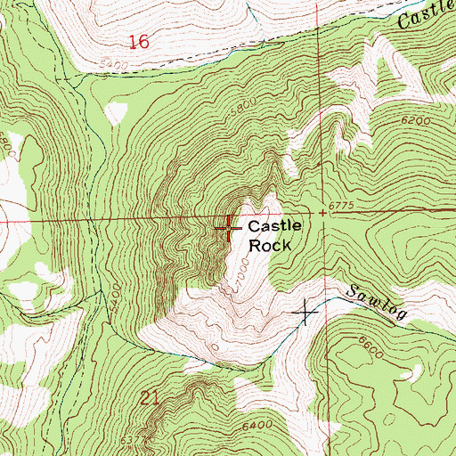 Topographic Map of Castle Rock, ID