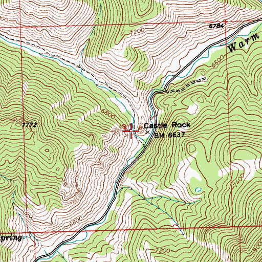 Topographic Map of Castle Rock, ID