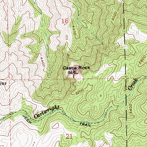 Topographic Map of Castle Rock, ID