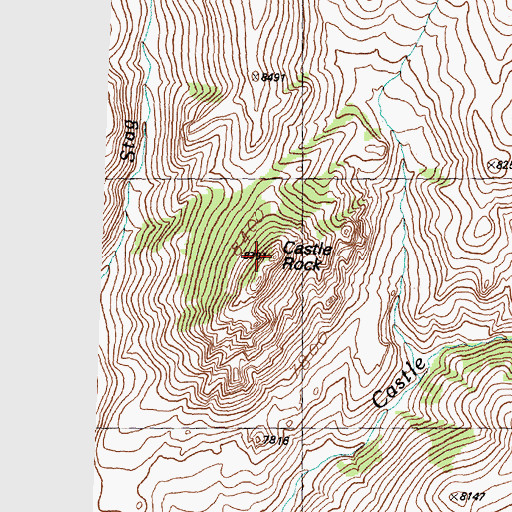 Topographic Map of Castle Rock, ID