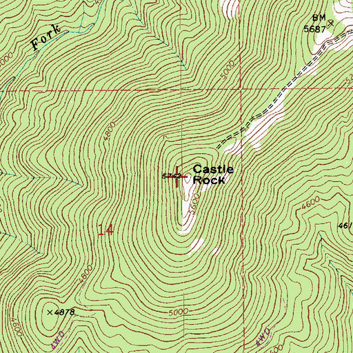 Topographic Map of Castle Rock, ID