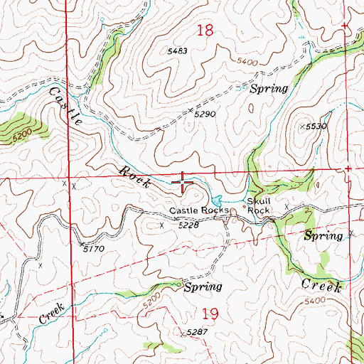 Topographic Map of Castle Rocks, ID