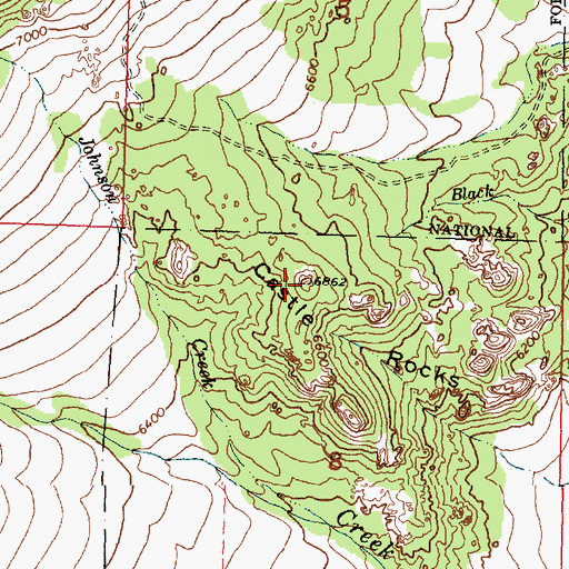 Topographic Map of Castle Rocks, ID