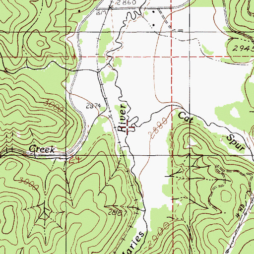 Topographic Map of Cat Spur Creek, ID