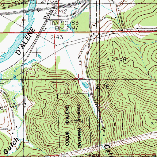Topographic Map of Cataldo Gulch, ID