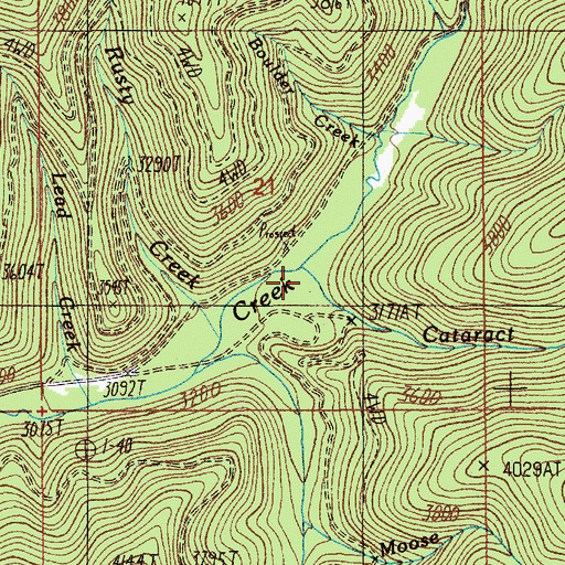 Topographic Map of Cataract Creek, ID