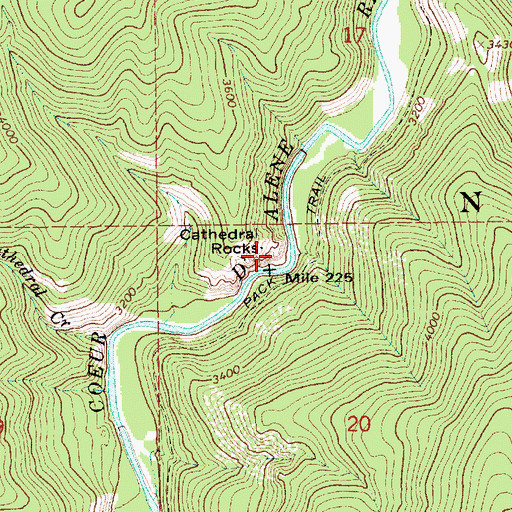 Topographic Map of Cathedral Rocks, ID