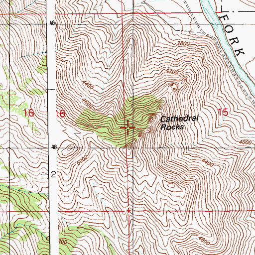 Topographic Map of Cathedral Rocks, ID