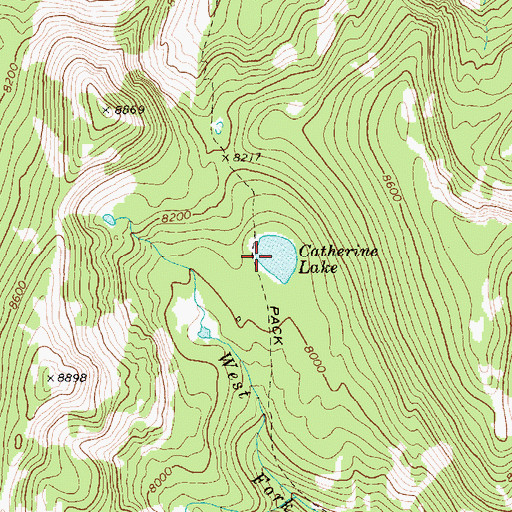 Topographic Map of Catherine Lake, ID