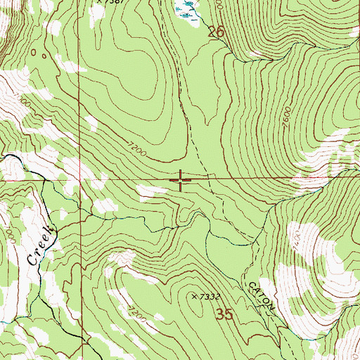 Topographic Map of Caton Lake Trail, ID