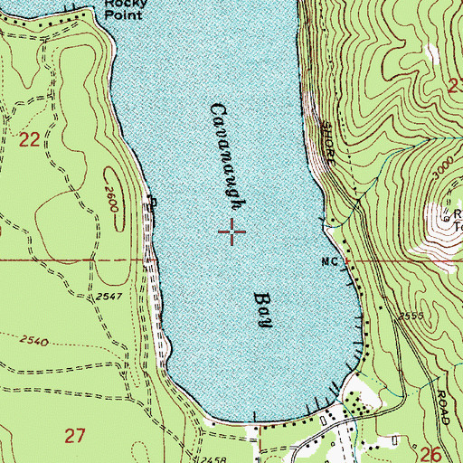 Topographic Map of Cavanaugh Bay, ID