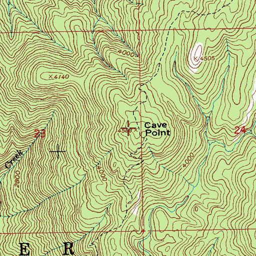 Topographic Map of Cave Point, ID