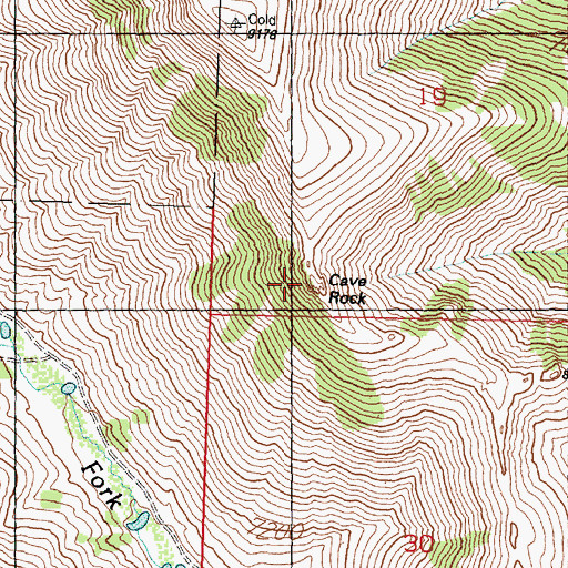 Topographic Map of Cave Rock, ID