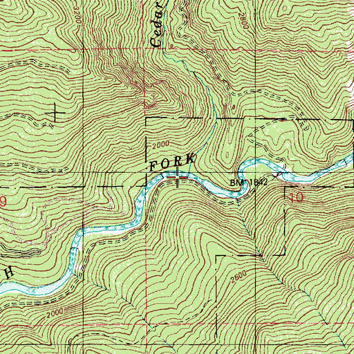 Topographic Map of Cedar Creek, ID