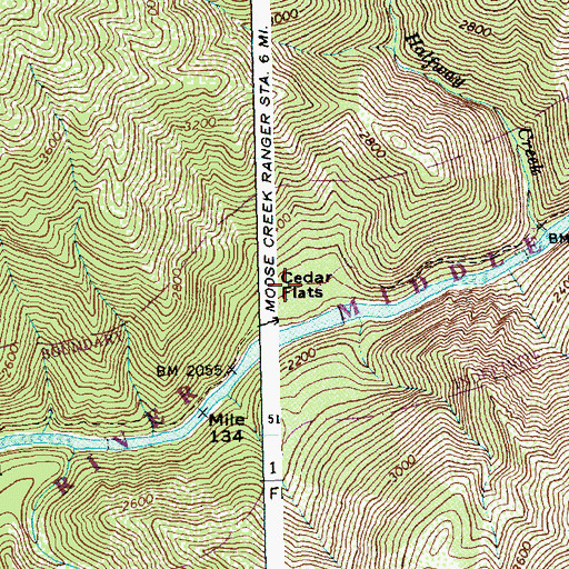Topographic Map of Cedar Flats, ID