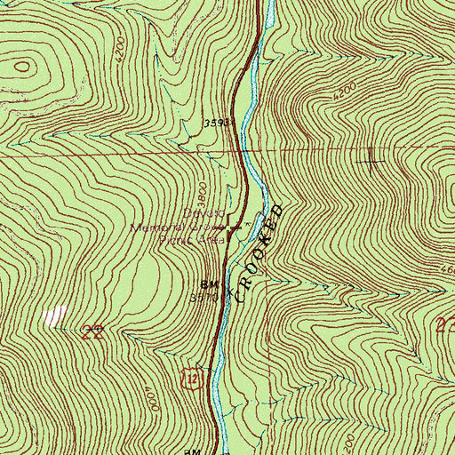 Topographic Map of Cedar Grove Picnic Area, ID