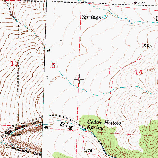 Topographic Map of Cedar Hollow Spring, ID