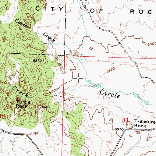 Topographic Map of Center Creek, ID