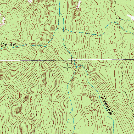 Topographic Map of Center Creek, ID