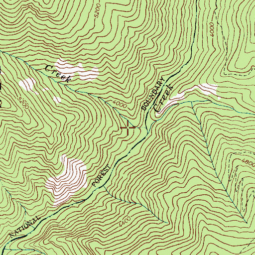 Topographic Map of Center Creek, ID