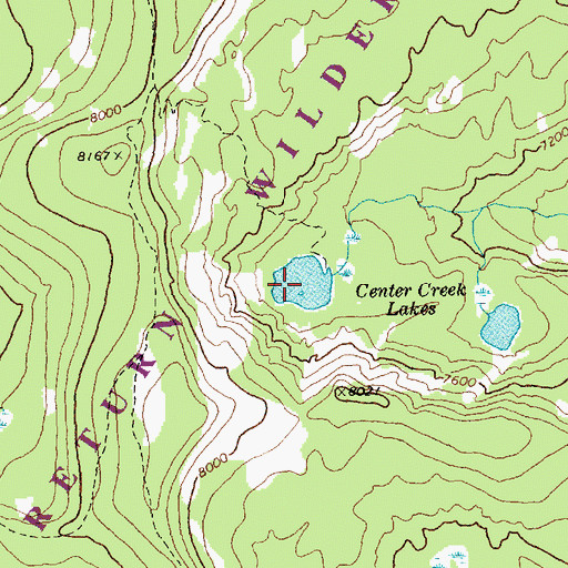 Topographic Map of Center Creek Lakes, ID
