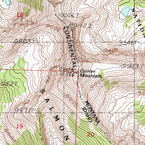 Topographic Map of Center Mountain, ID