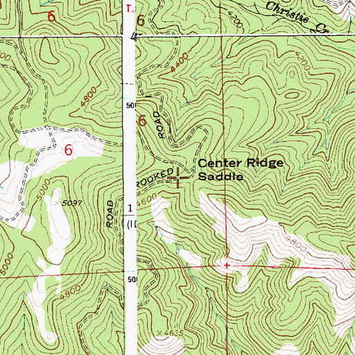 Topographic Map of Center Ridge Saddle, ID