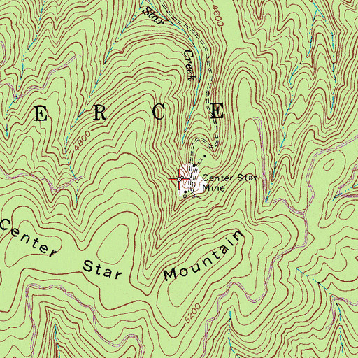 Topographic Map of Center Star Mine, ID
