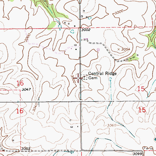 Topographic Map of Central Ridge Cemetery, ID