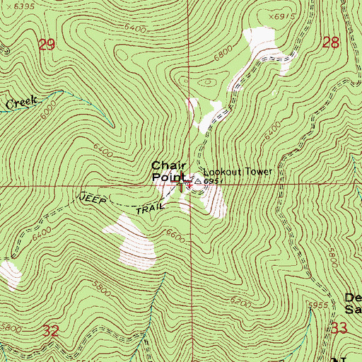 Topographic Map of Chair Point, ID