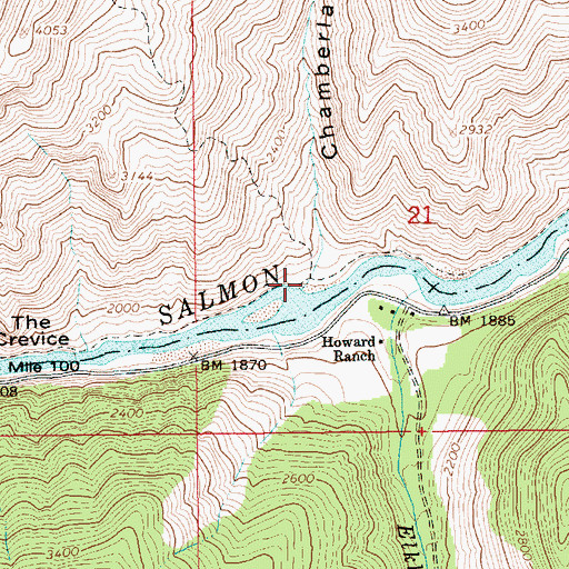 Topographic Map of Chamberlain Gulch, ID
