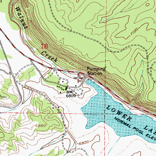 Topographic Map of Lower Lake Mary Dam, AZ
